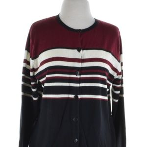 Dressbarn Black Red & white Cardigan Sweater